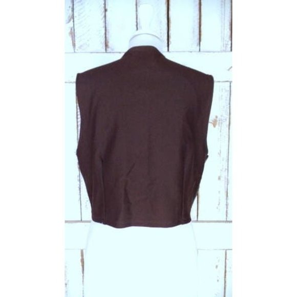 90s vintage dark brown leather zipper front vest - Picture 6 of 7